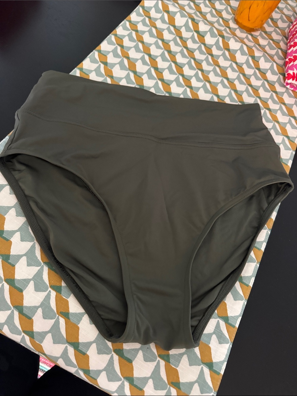 Lands' End Olive High-Waist Swim Bikini Bottoms